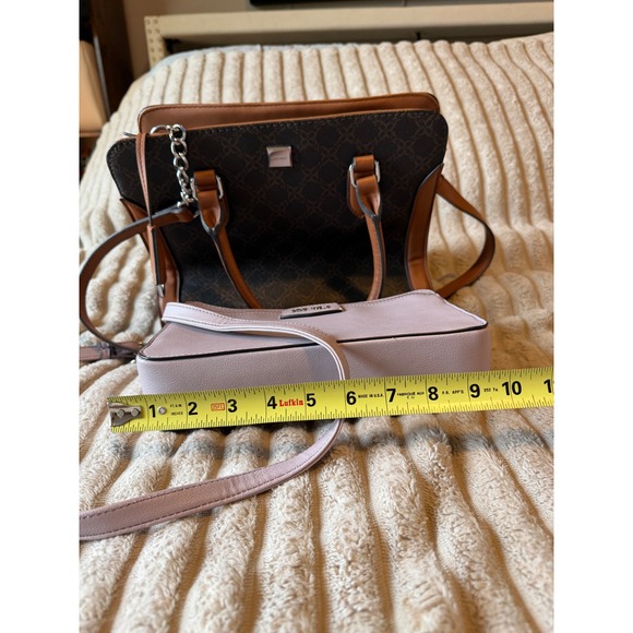 Nine West Handbag Bundle Brown Monogram Satchel & Mauve Pink Crossbody Bag - Picture 12 of 12